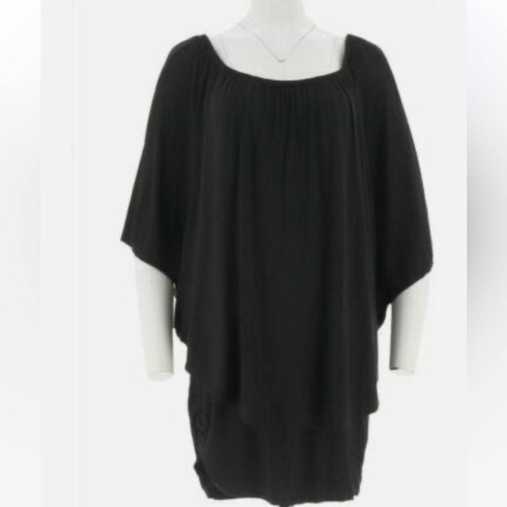 NEW Laurie Felt Knit Lace Top with Chiffon Overlay-Black-XXS-A292619